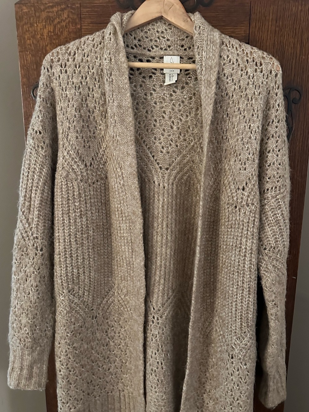 Joie Oversized Open-Front Pointelle Knit Cardigan Sweater Size Small Cozy